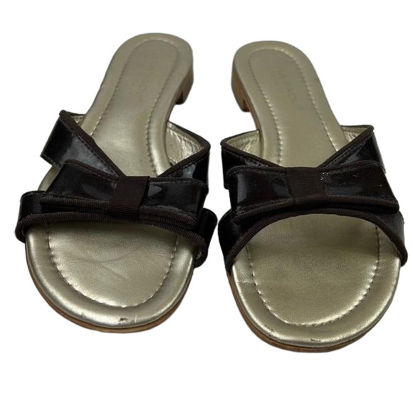 Mila Paoli Brown Patent Sandals with Bow size 7 ½ - Picture 1 of 9